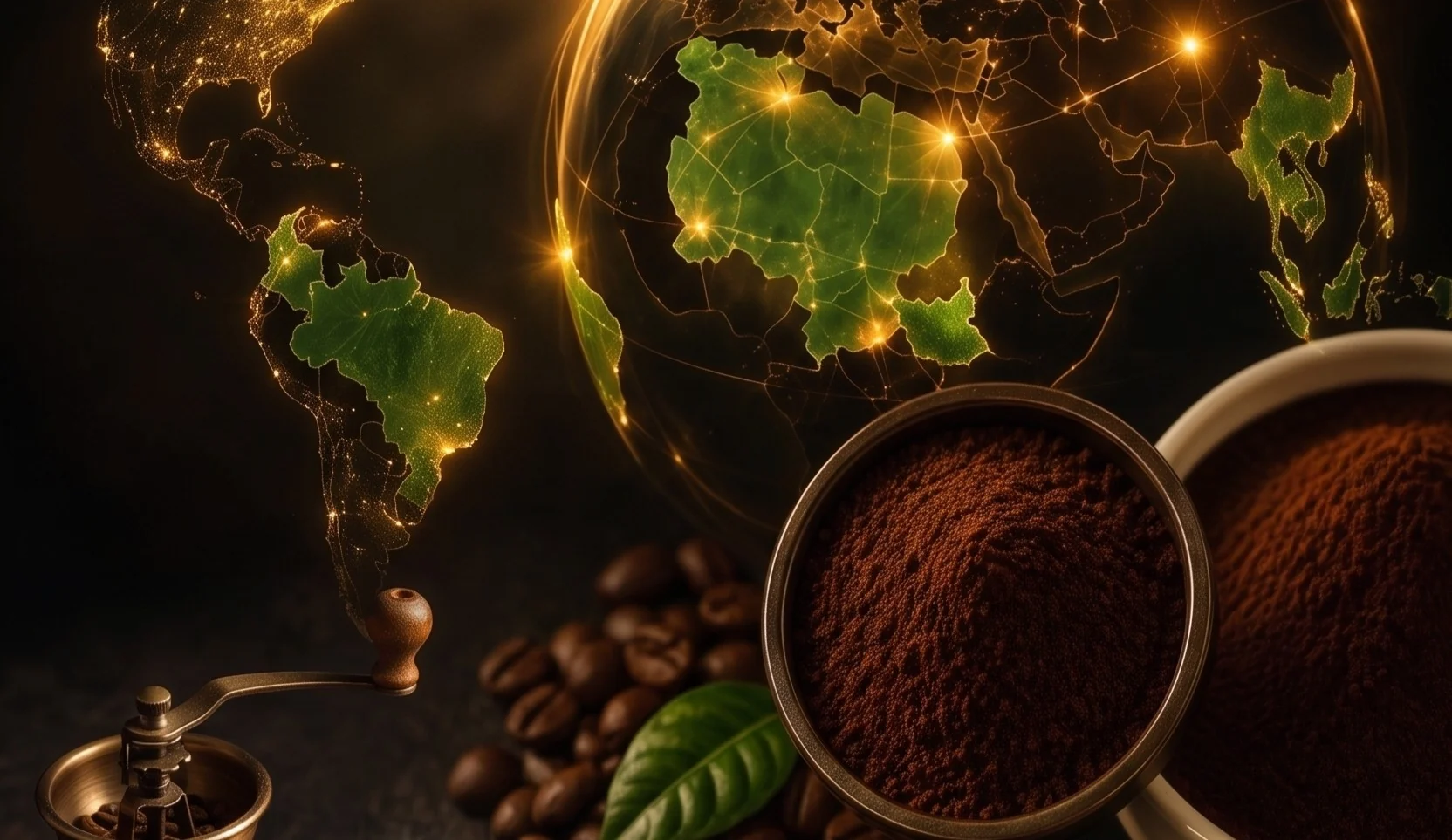Grãos de café brasileiro selecionados prontos para exportação